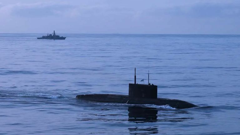 The Royal Navy tracked a Russian submarine in UK waters last month.  Pic: Royal Navy/MOD