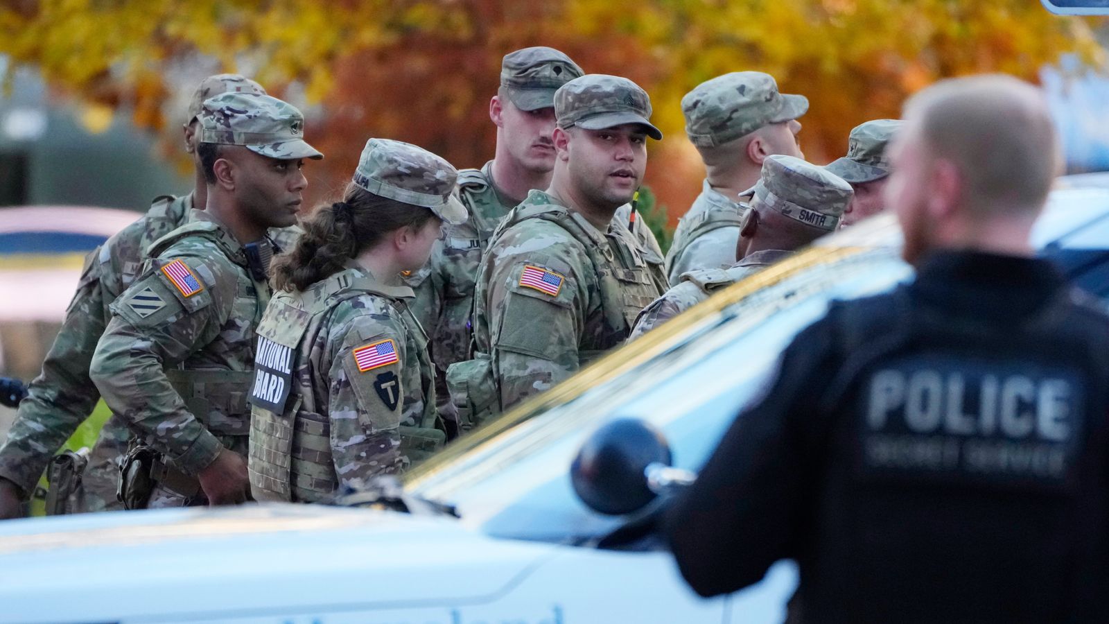 National Guard members gather near the White House. Pic: AP