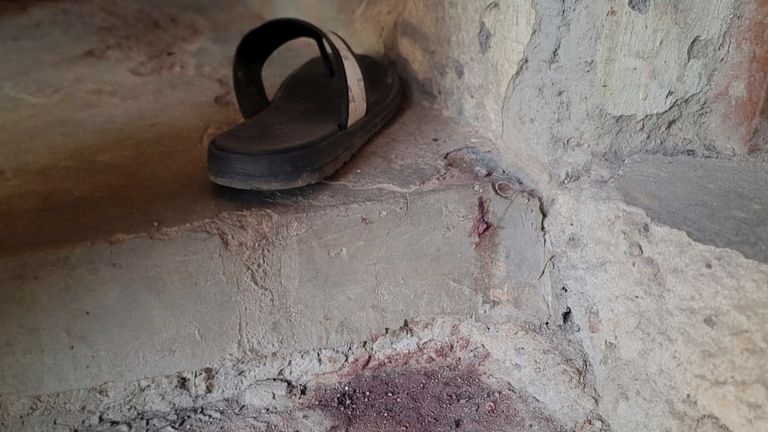 Blood stains on the floor of the school. Pic: AP