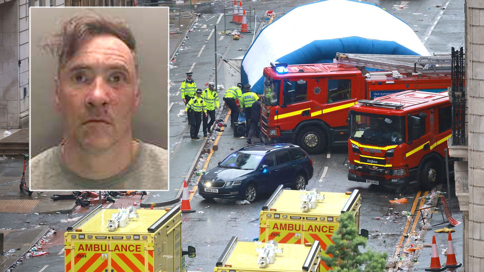 Paul Doyle drove into crowds at the Liverpool victory parade. Pics: Reuters/PA