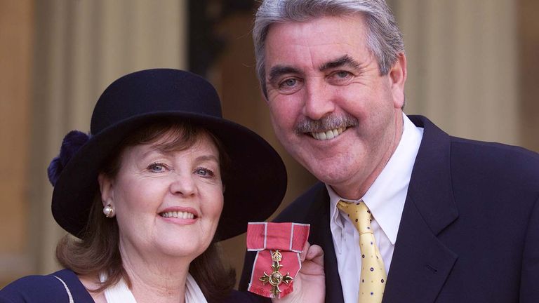 Receiving her OBE from Queen Elizabeth II at Buckingham Palace in 2001. Pic: PA