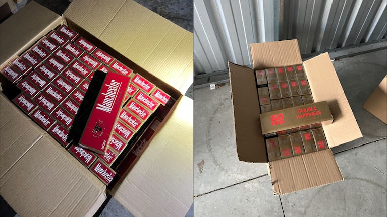 Some of the illegal cigarettes seized by police and customs. 