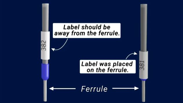 NTSB graphic shows where a label was improperly placed on a low voltage signal wire onboard the Dali container ship, which ultimately caused a blackout on the ship leading to the collision and collapse of the Francis Scott Key Bridge in Baltimore.