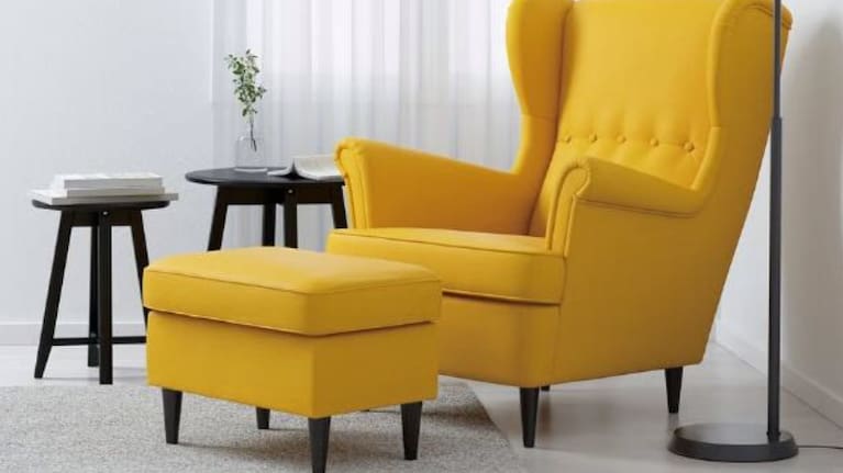 STRANDMON Wing chair, Skiftebo yellow