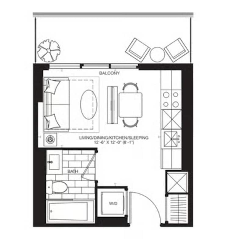 David Fleming says 267 square foot units like this tend to be built with investors, not tenants, in mind,