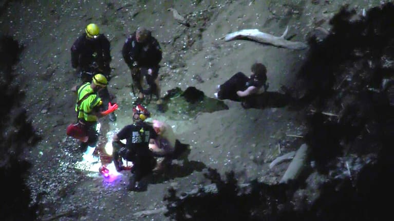 Two people were rescued after falling off a cliff at a beach in Auckland's St Heliers. 