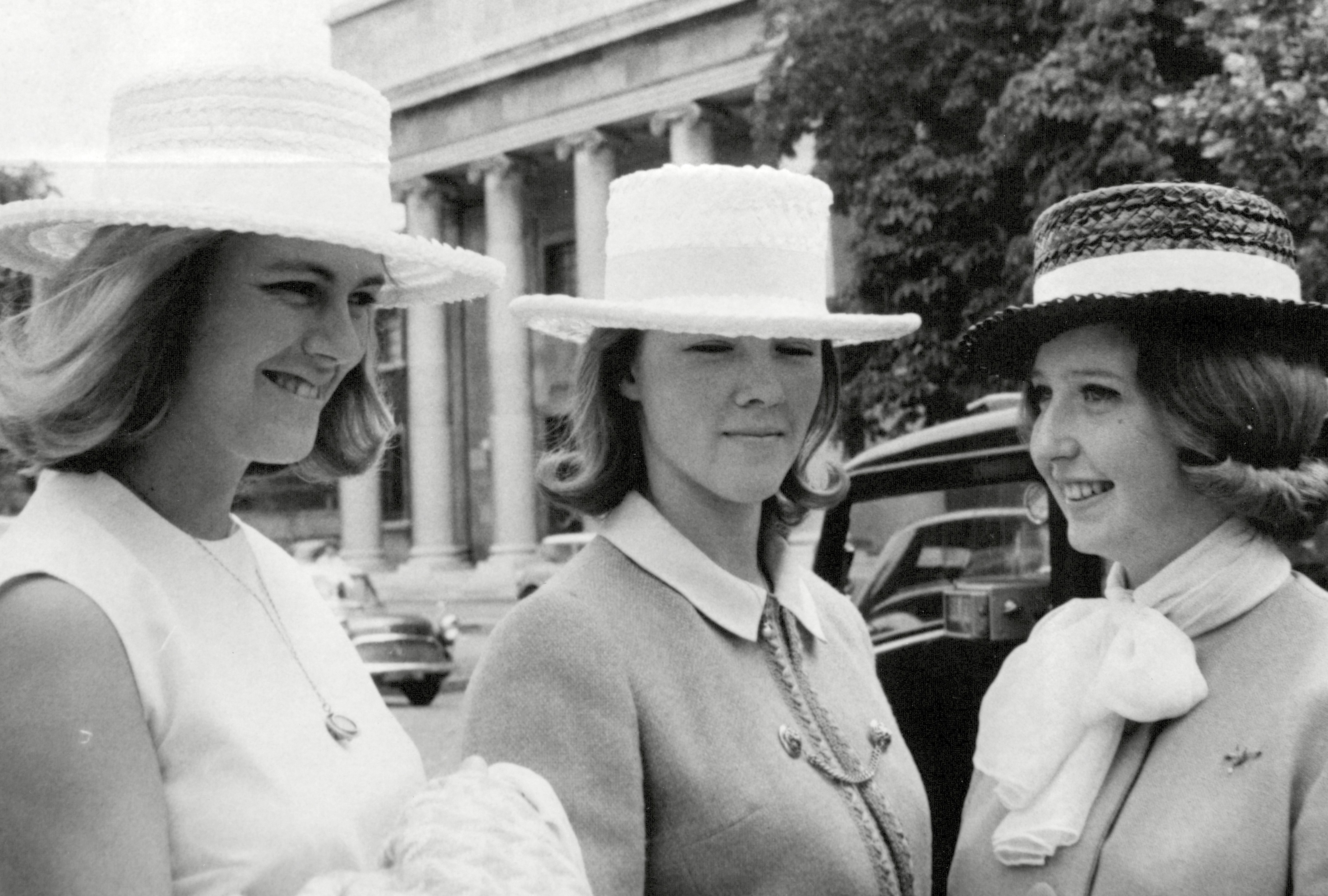 Camilla Shand (now Duchess Of Cornwall), Virginia Crookshank, and Rosemary Boord (now Mrs Peter Mynors) at an Eton V Harrow Cricket Match at Lords.