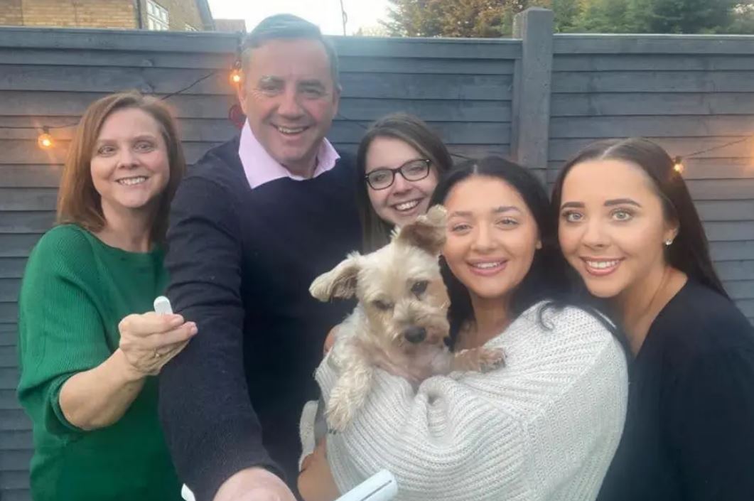 Videograb of John Hunt, his wife Carol, and daughters Hannah, Louise, and Amy.