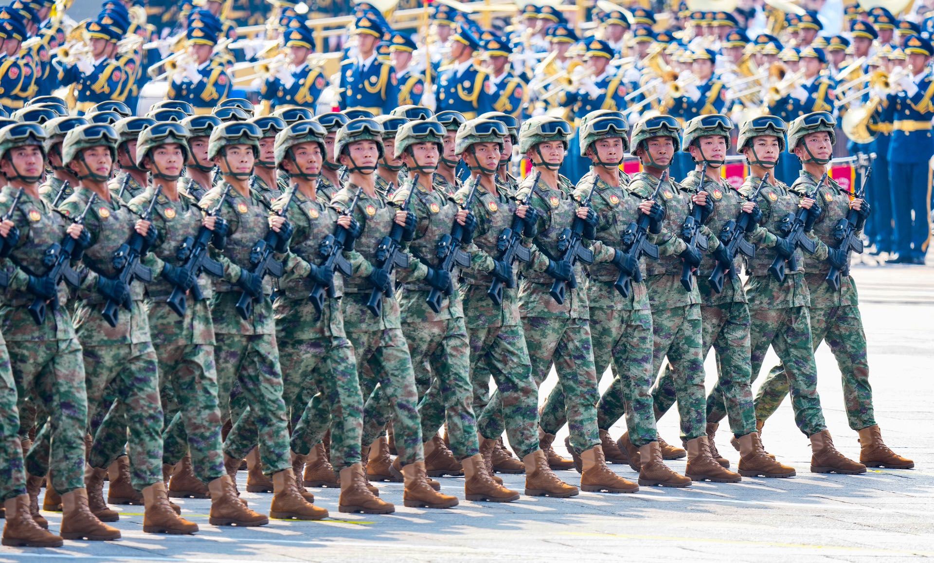 People's Liberation Army (PLA)'s Aerospace Force marches through Tian'anmen Square during V-Day military parade.