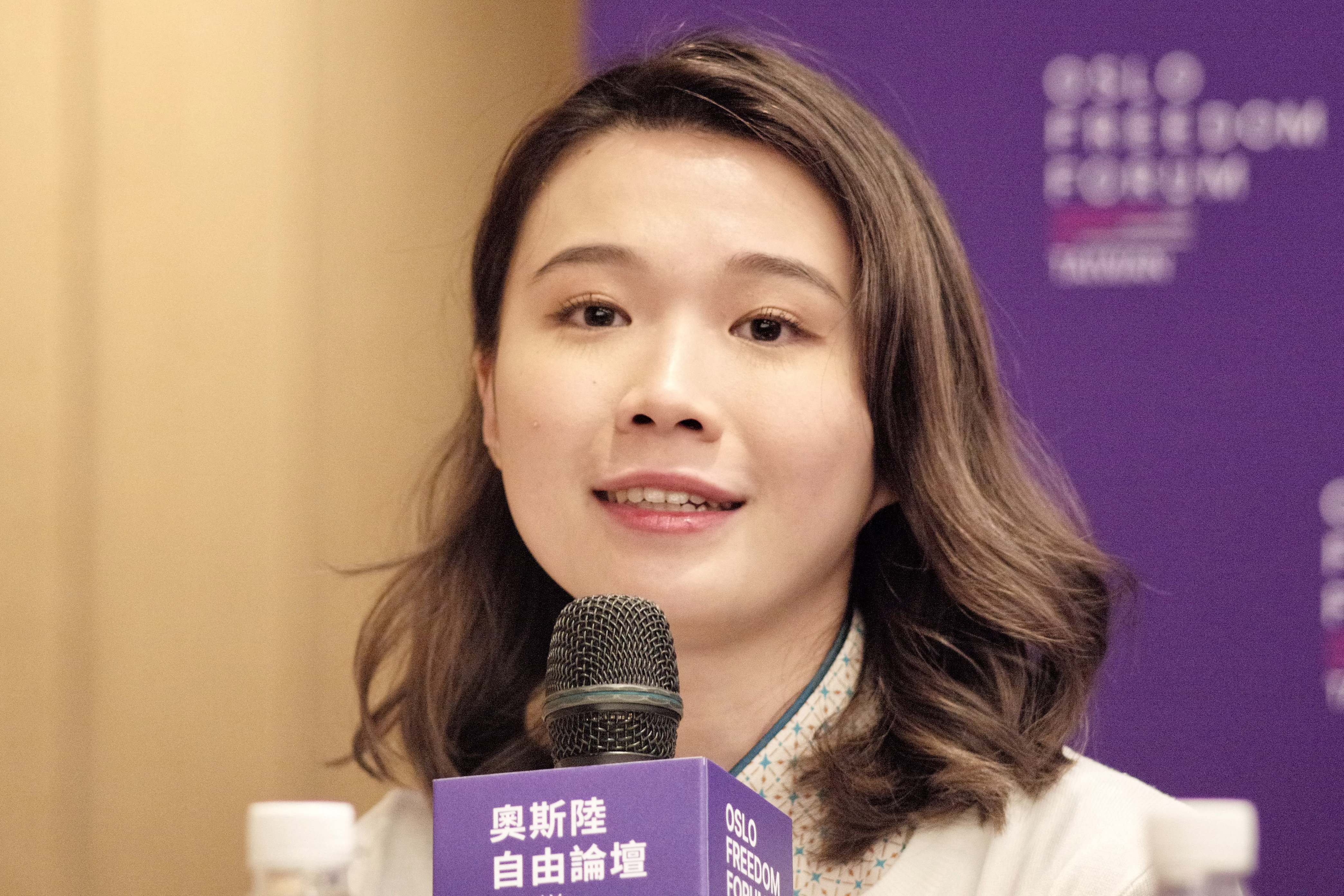 Hong Kong activist Kwong Chung-ching speaks during the Oslo Freedom Forum in Taipei.