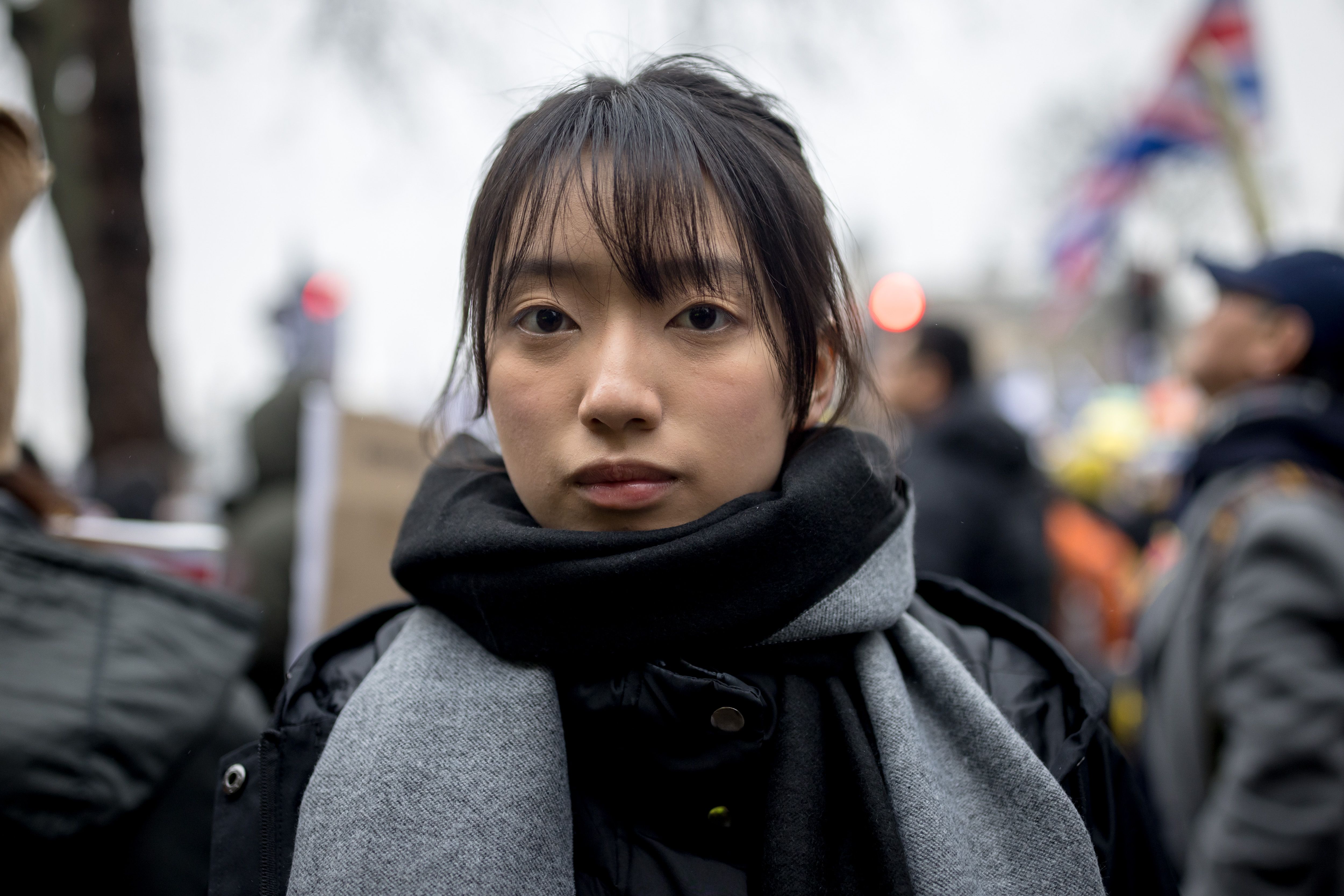 Hong Kong activist Chloe Cheung at a protest in London.