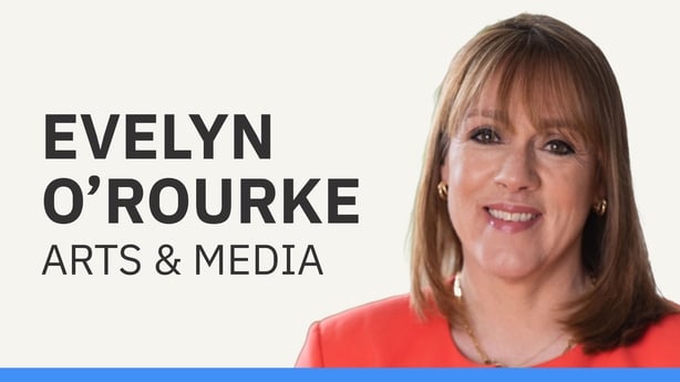 Visual with the words Evelyn O'Rourke Arts and Media which includes an image of Evelyn