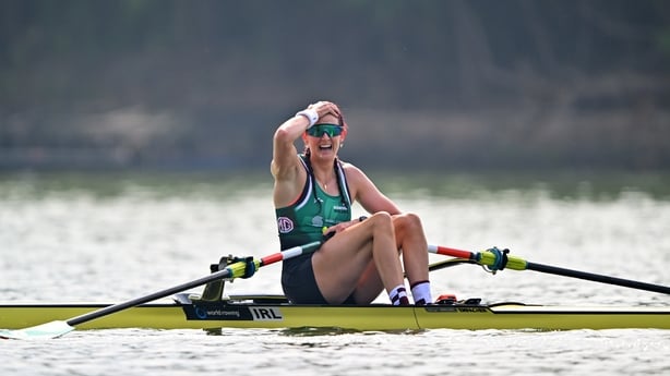 Fiona Murtagh of team Ireland celebrates after winning gold