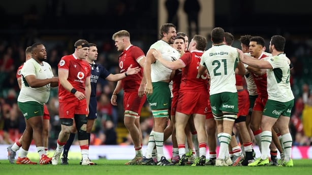 CARDIFF, WALES - NOVEMBER 29: Eben Etzebeth of South Africa clashes with the Welsh team leading to him being shown a red card during the Quilter Nations Series 2025 rugby international match between Wales and South Africa at Principality Stadium on November 29, 2025 in Cardiff, Wales. (Photo by Dan 