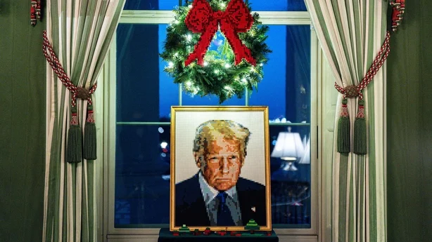 A Lego portrait of US President Donald Trump 