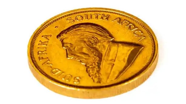 A krugerand coin which went on auction is pictured