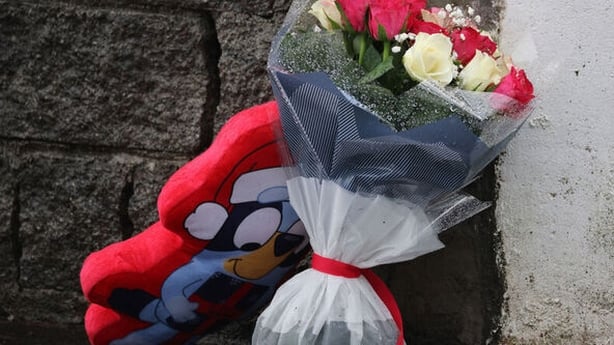 Flowers and a teddy at the scene in Edenderry Co Offaly