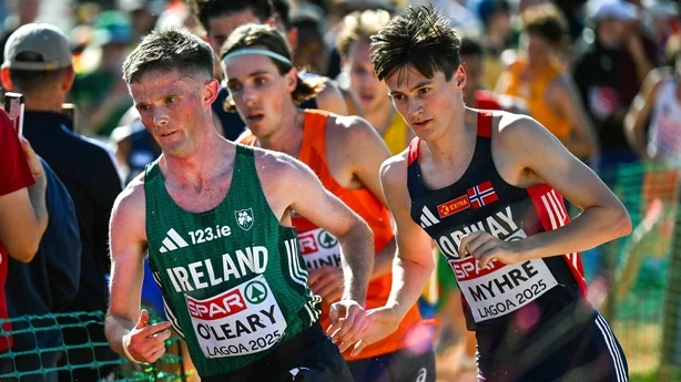 14 December 2025; Jack O'Leary of Ireland during the senior men's race at the 2025 SPAR European Cross Country Championships in Lagoa, Portugal. Photo by Sam Barnes/Sportsfile