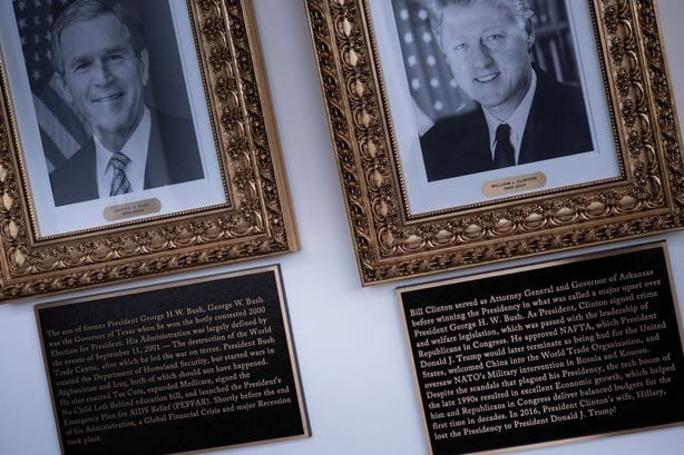 Plaques put up by the Trump administration's Presidential Walk of Fame