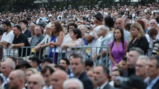 Mourners attend the memorial held for the victims of a shooting at Bondi Beach in Sydney 