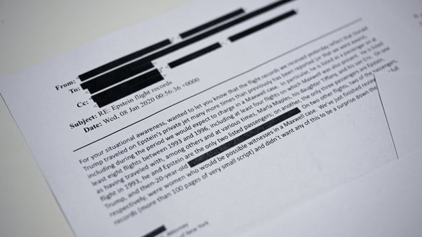 Photo shows files released by the US government in relation to the notorious late sex offender Jeffrey Epstein 