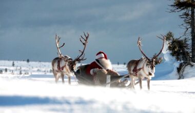 Santa Claus departs North Pole to deliver presents