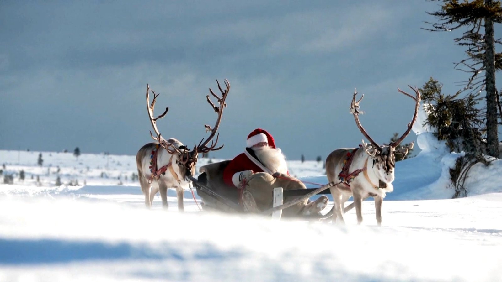 Santa Claus departs North Pole to deliver presents
