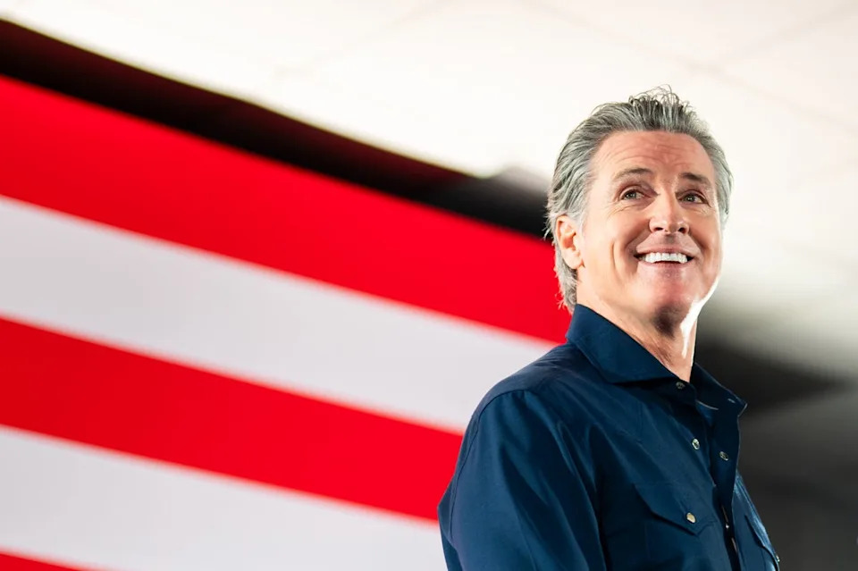 California Gov. Gavin Newsom trolled President Donald Trump on Christmas Eve over the Justice Department’s handling of the Jeffrey Epstein files release. (Brandon Bell/Getty Images)