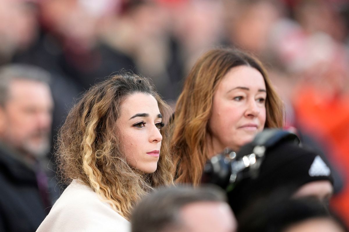 Rute Cardoso (left), wife of Diogo Jota, ahead of the Premier League match at Anfield, Liverpoo
