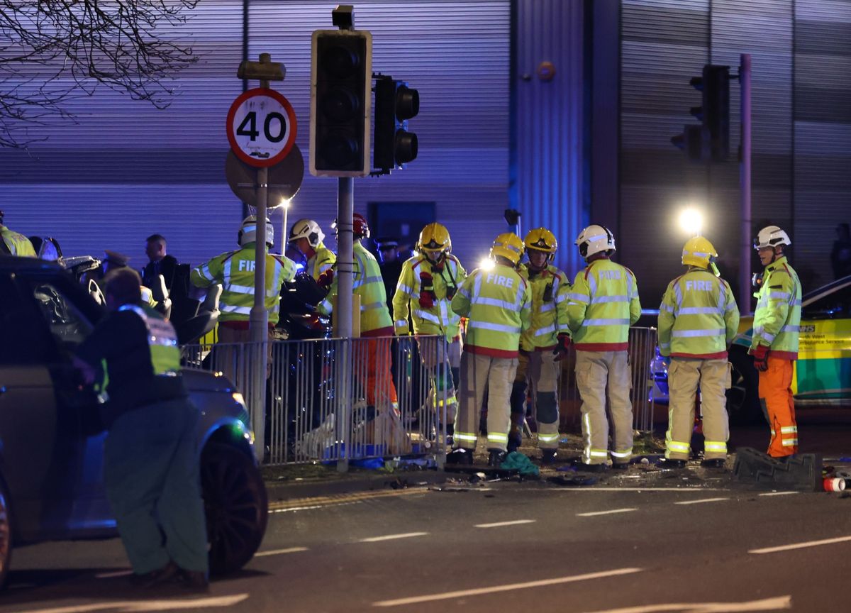 Fire crews at the scene of the crash