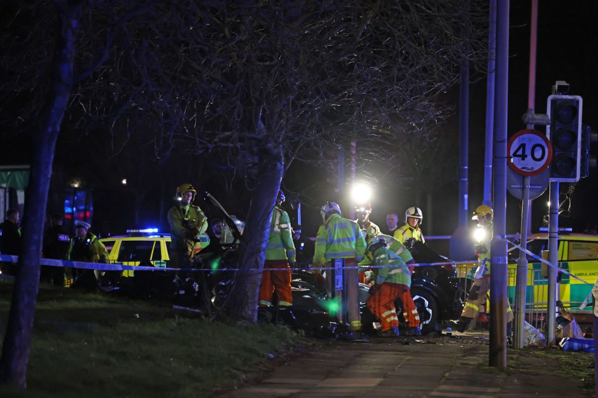 Emergency services on the East Lancs Road this evening