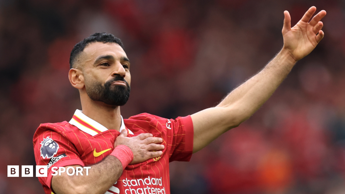 Mohamed Salah celebrates scoring for Liverpool