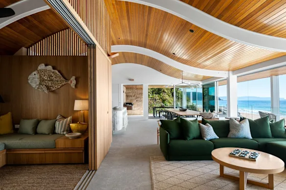 Five-bedroom Swell, at Palm Beach, boasts an absolute-beachfront location.