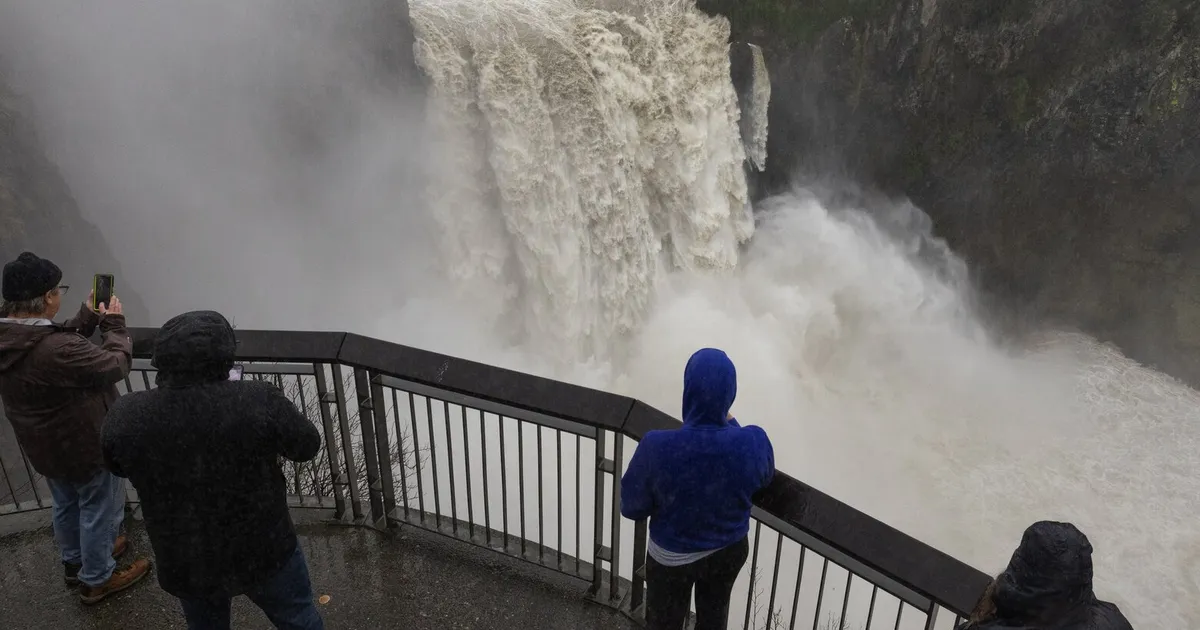 Video: Snoqualmie Falls roars as tribe urges visitors to stay away