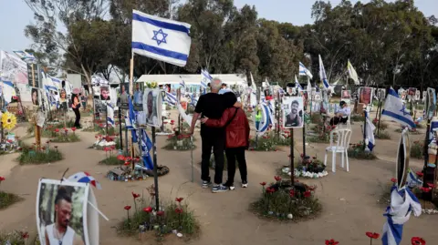 Reuters People visit the site of the Nova festival in southern Israel, where hundreds of people were killed or taken hostage during the Hamas-led 7 October 2023 attacks on Israel, at Reim, southern Israel (27 March 2024)