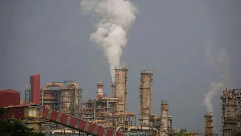 Getty Images A general view shows a section of the Mangalore Refinery and Petrochemicals Limited (MRPL) refinery on September 05, 2025 in Mangaluru, India.