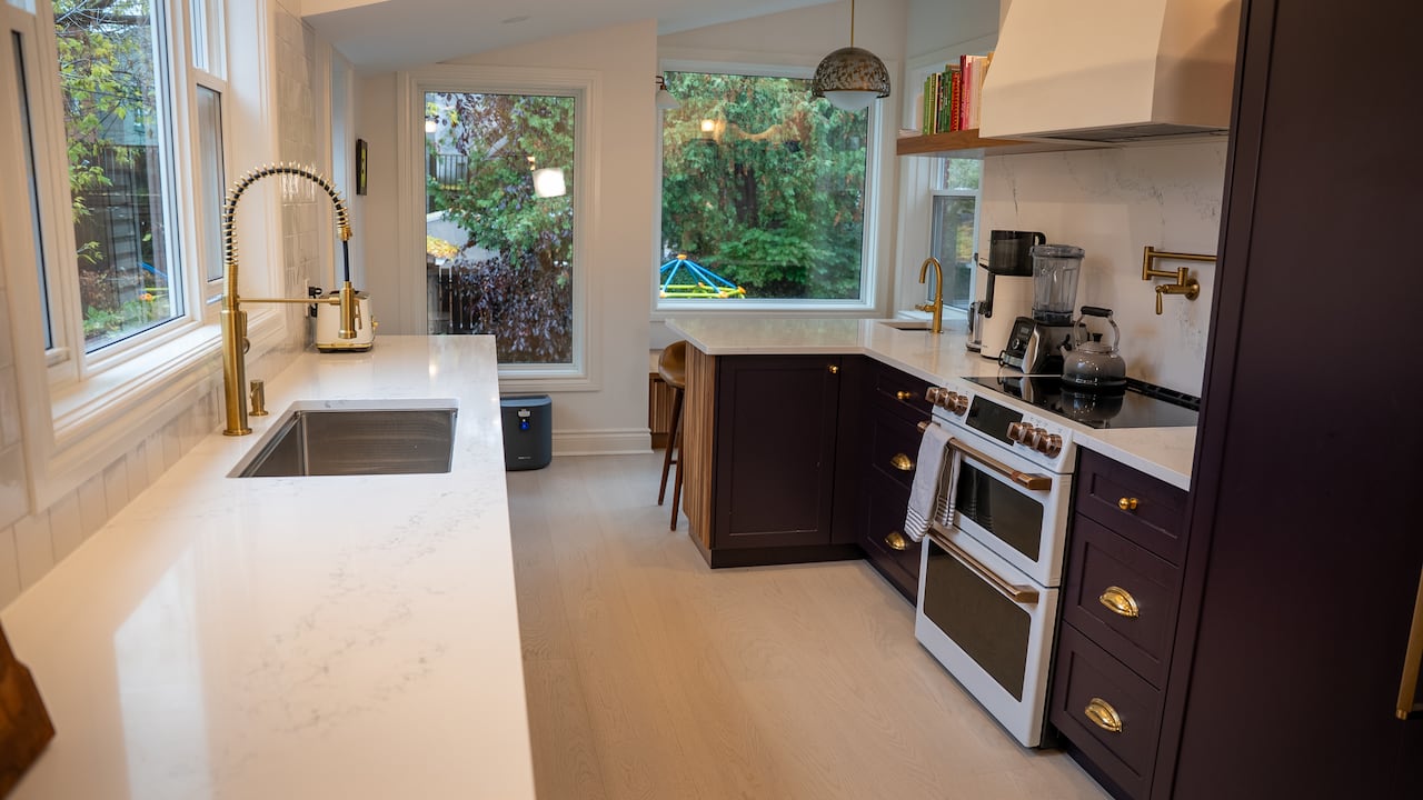 A renovated kitchen.