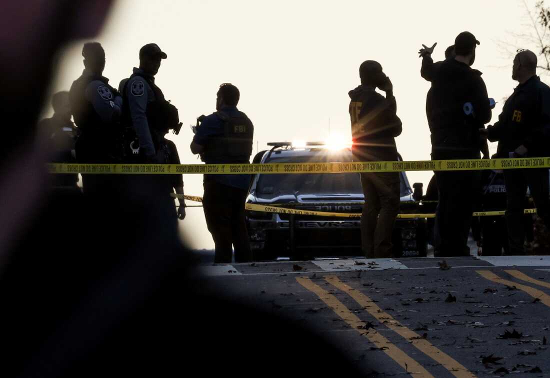 Members of law enforcement, including the U.S. Secret Service and the Washington Metropolitan Police Department, respond to a shooting near the White House on November 26, 2025 in Washington, DC. Two West Virginia National Guard members were shot blocks from the White House.