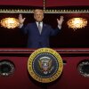 President Donald Trump looks down from the Presidential Box in the Opera House at the John F. Kennedy Center for the Performing Arts on March 17, 2025 in Washington, D.C.