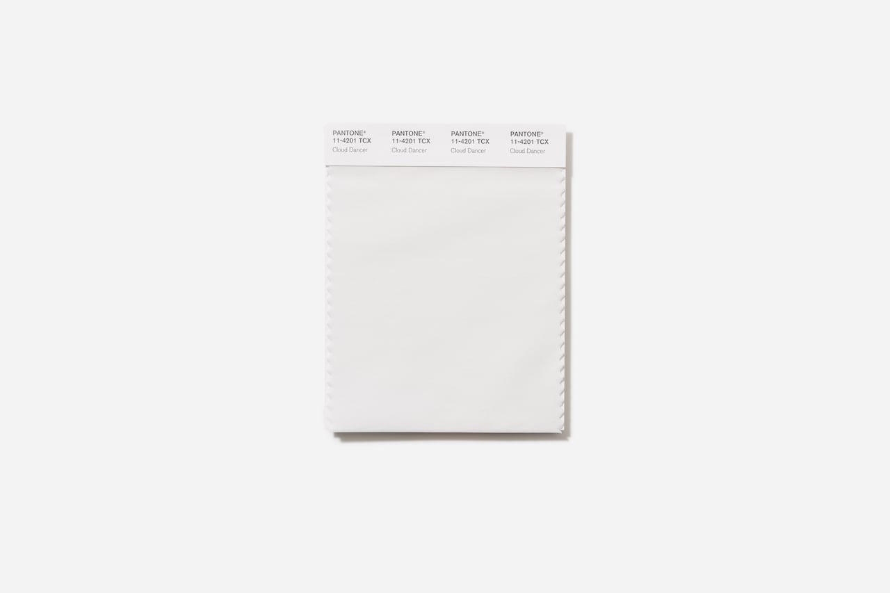 A swatch of white paint on a white background