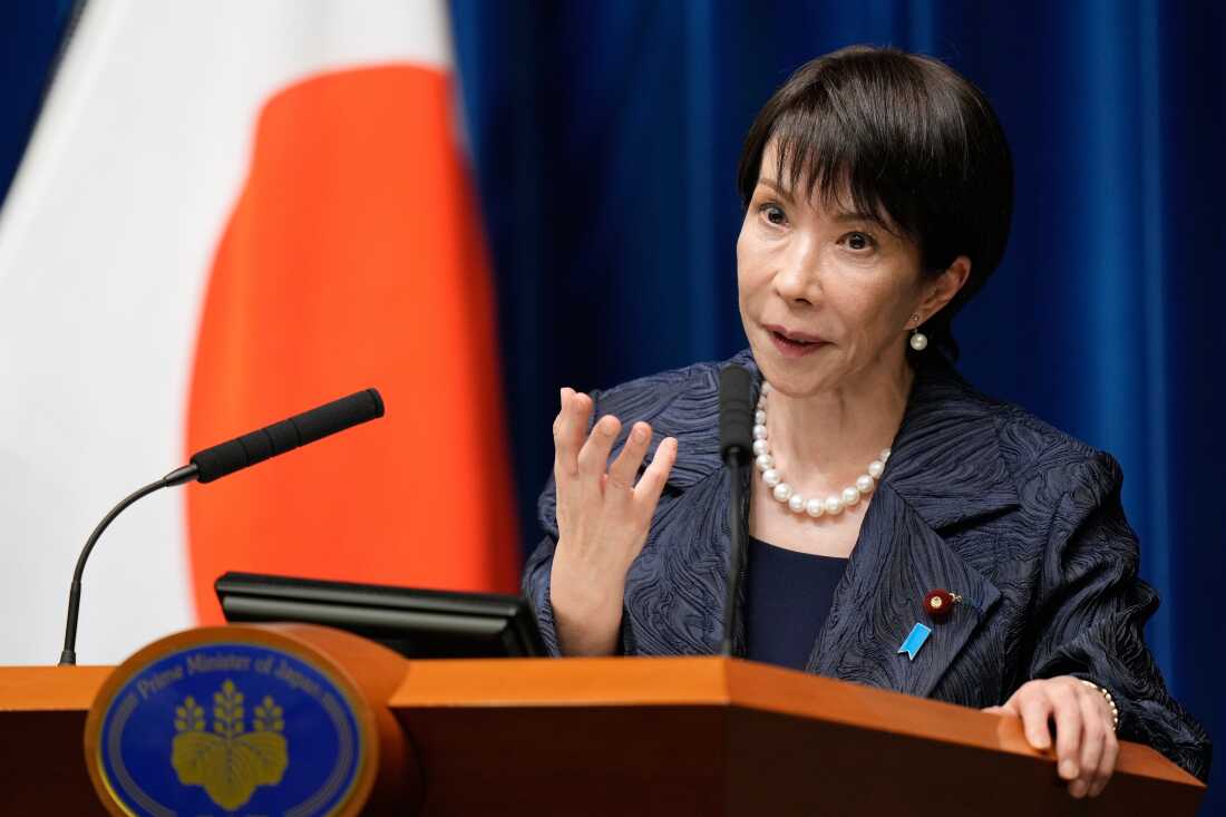 Japan's new prime minister, Sanae Takaichi, speaks during a press conference at the prime minister's office in Tokyo, on Oct. 21.