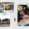 A collage of photos showing new cars on a truck, a used car with a sign that says "loaded, extra clean, like new" and Claudia Pineda takes a selfie with her three grown children.