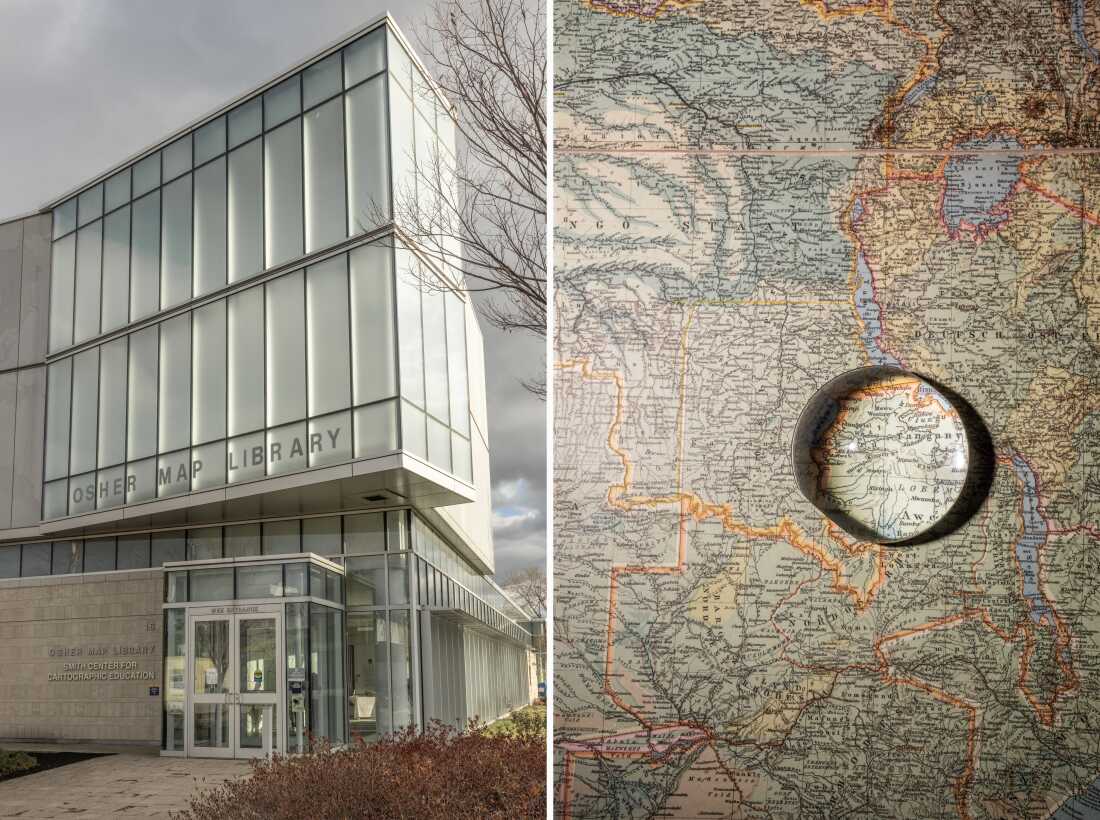 Loupes are available to help researchers and students view the map.