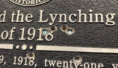 Bullet-pocked memorial to 1918 lynching goes on display in US