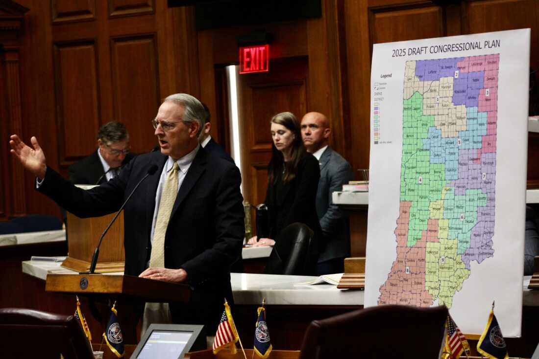 Democratic State Representative Matt Pierce speaks against redistricting in the Indiana House last week.