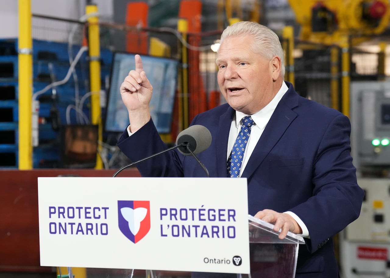 Ontario Premier Doug Ford makes an announcement regarding Ontario's agri-food manufacturing supply chain in Mississauga, Ont., on Thursday, December 4, 2025. THE CANADIAN PRESS/Nathan Denette