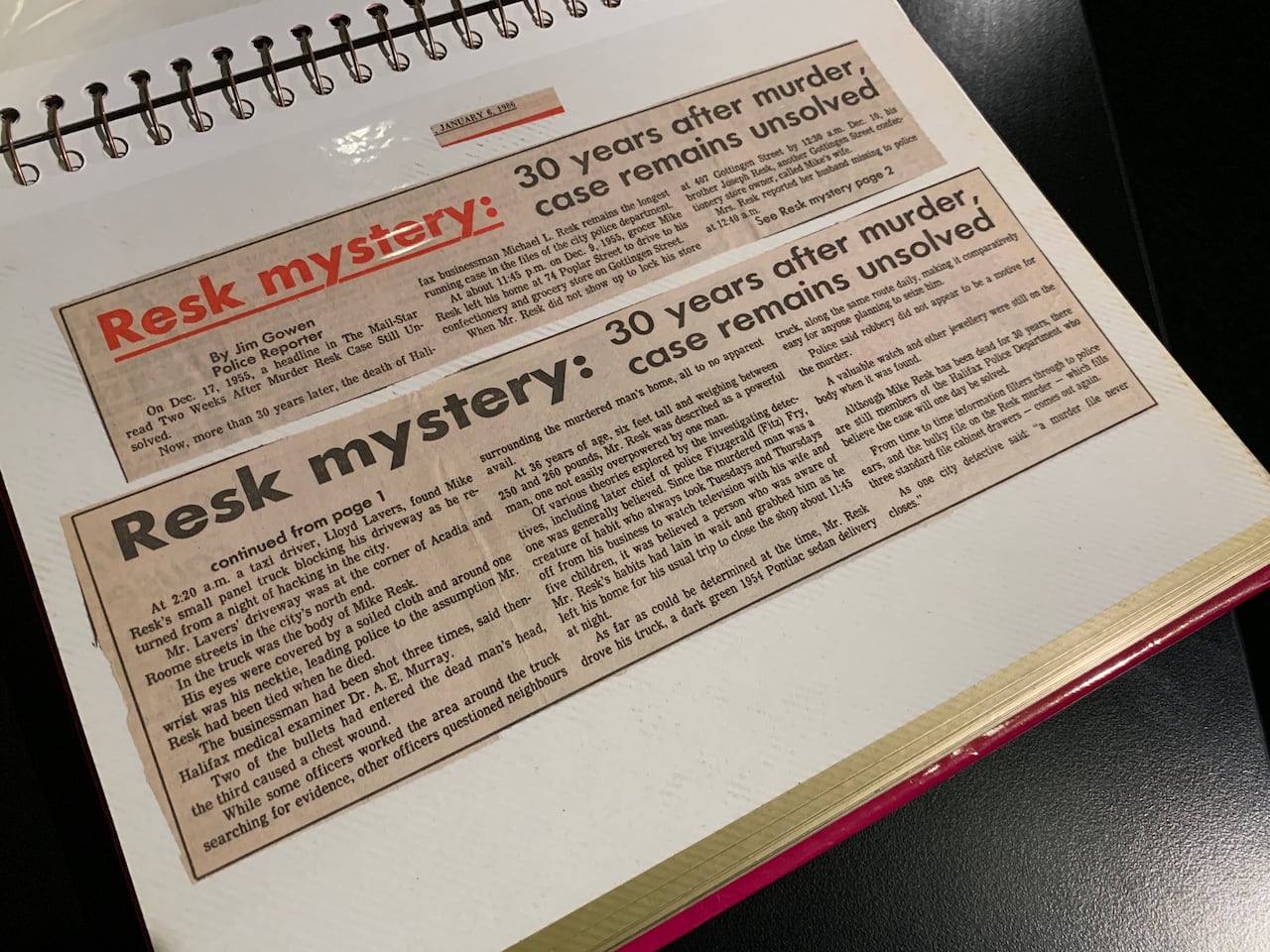  Detail from Resk family collection of newspaper clippings about the murder case.