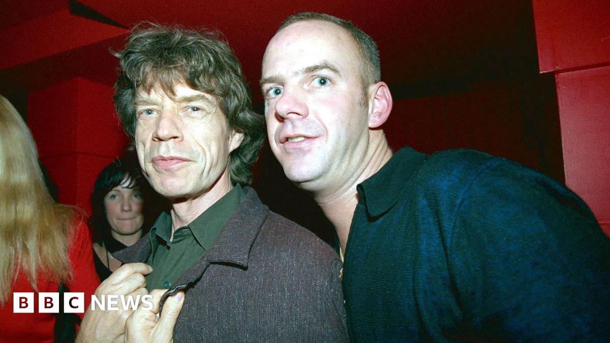 Norman Cook and Mick Jagger, pictured together at a David Bowie after-party in London, 1999