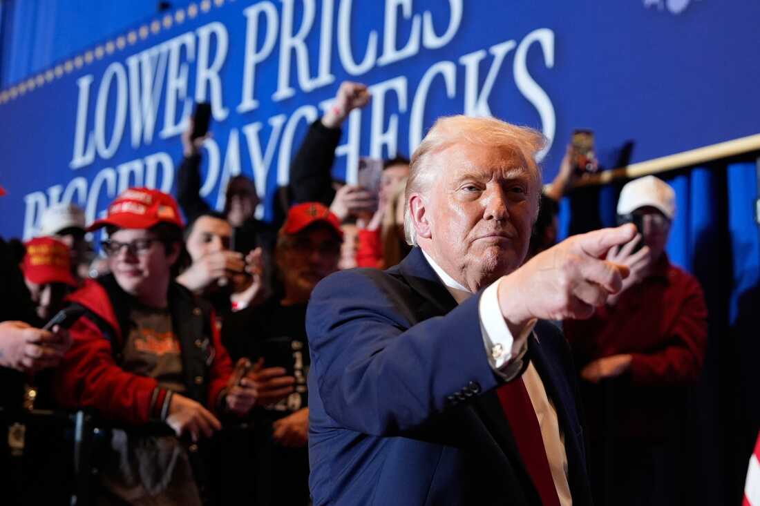 President Trump gestures after speaking at Mount Airy Casino Resort in Mount Pocono, Pennsylvania, on Tuesday.