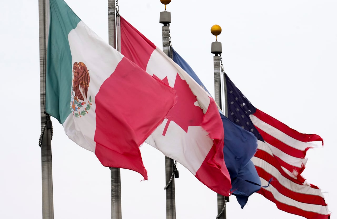 The flags of Mexico, Canada and the United States